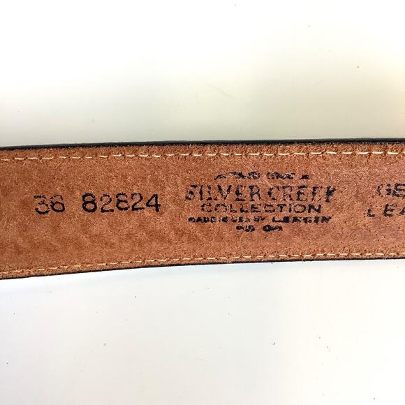 Sz 36 Tooled Leegin Silver Creek Leather Western Belt w/Elk Bergamot Buckle 1980 - Picture 12 of 12